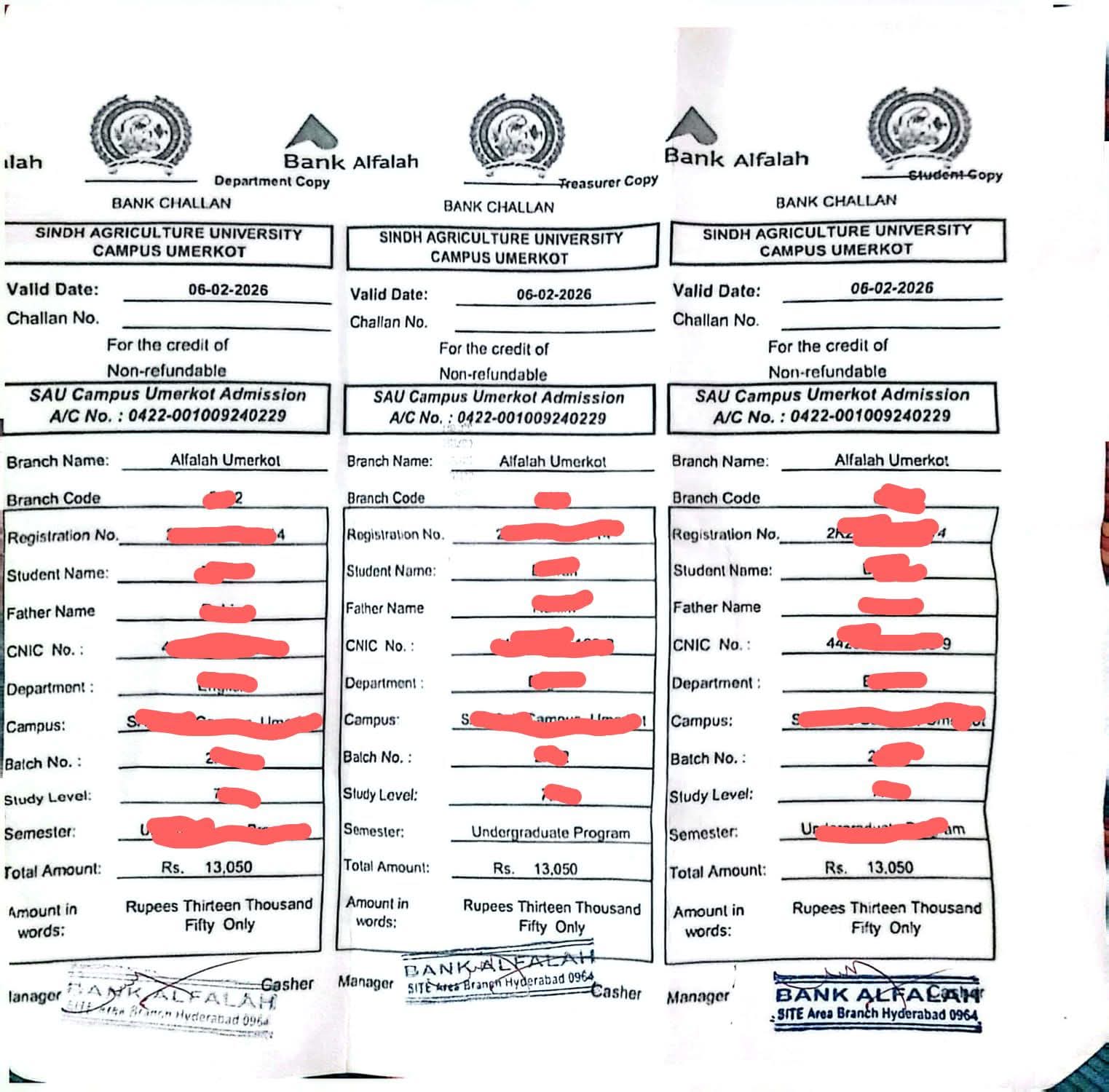 Proof slip — Final Year Student Assistance